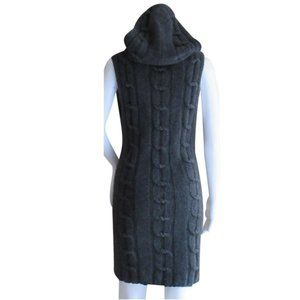 Sweater Cardigans Women's Gray Knit Hood Dress